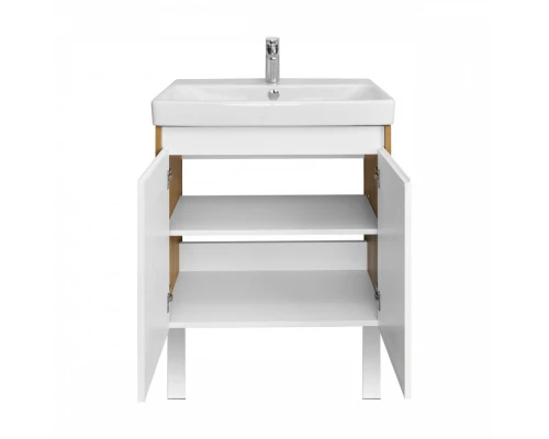 Тумба СКАНДИ DOORS 70, универс., 2 дв., белый глянец/дуб рустикальный (под раковину АДРИАНА 70)