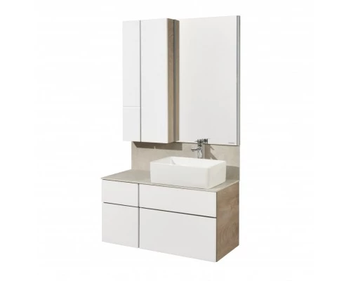 Тумба МИШЕЛЬ 100, дуб эндгрейн, белая (под раковину ОДРИ 42, MILA 350, ЛОЛА 60)