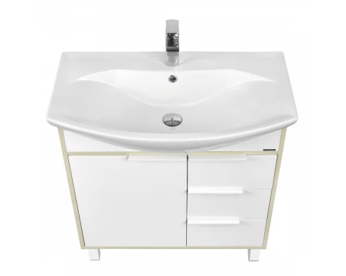 Тумба РИКО 80, белая, ясень фабрик (под раковина СМАЙЛ 80)