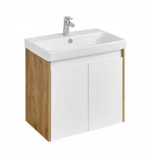 Тумба СКАНДИ DOORS 70, универс., 2 дв., белый глянец/дуб рустикальный (под раковину АДРИАНА 70)