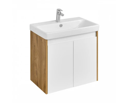 Тумба СКАНДИ DOORS 70, универс., 2 дв., белый глянец/дуб рустикальный (под раковину АДРИАНА 70)