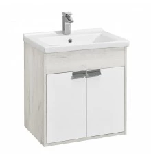 Тумба ФЛАЙ 60, белая, дуб крафт (под раковину МИРАНДА 60)