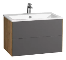 Тумба с раковиной AQUATON  Сохо 75 графит софт/дуб веллингтон 1A2581K1AJA00