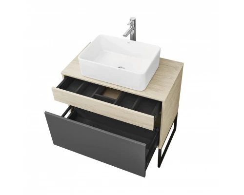 Тумба ЛОФТ УРБАН 80, серый графит, дуб орегон (под раковину MILA 35, MILA 40, ОДРИ 42)