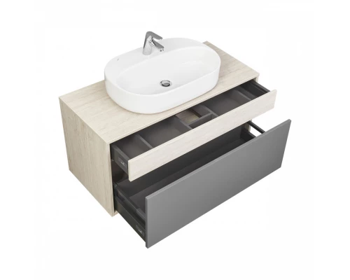 Тумба ЛОФТ УРБАН 100, серый графит, дуб орегон (под раковину MILA 40, MILA 35)