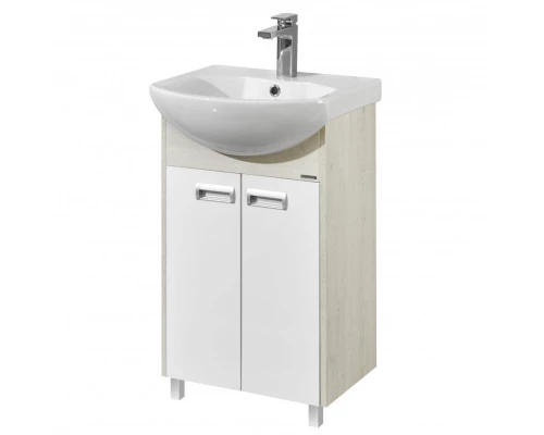 Тумба БЕККА 50, белая, дуб сомерсет (под раковину СМАЙЛ 50)