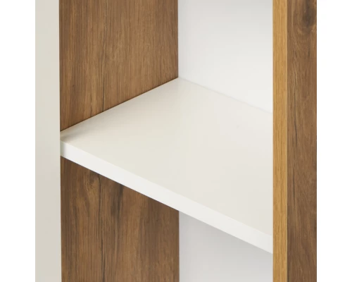 Шкаф-колонна СКАНДИ 40, подвесная, с зеркалом, белая, дуб рустикальный