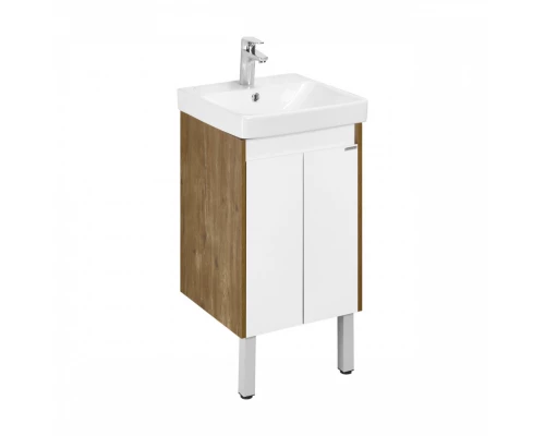 Тумба СКАНДИ DOORS 45, универс., 2 дв., белый глянец/дуб рустикальный (под раковину АДРИАНА 45)
