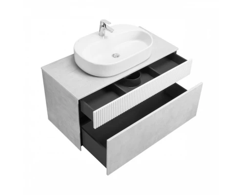 Тумба МАРБЛ 100, 2 ящ., слейт/белый матовый (под раковину MILA 35, MILA 40, ОДРИ Soft 42, ОДРИ Round