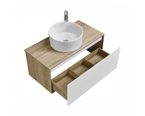 Тумба ЛИБЕРТИ 90,1ящ.,подвесн.,дуб эльвезия/бел.глян. (под рак-ну АДРИАНА 90,MILA 35,MILA 40,ОДРИ 42