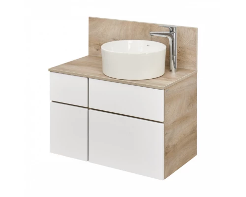 Тумба МИШЕЛЬ 80, дуб эндгрейн, белая (под раковину ОДРИ 42, MILA 350, ЛОЛА 60)