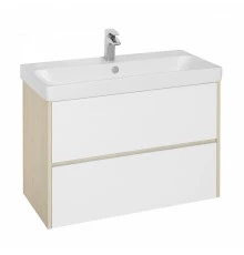 Тумба СКАНДИ 90, белая, дуб верона (под раковину АДРИАНА 90) 