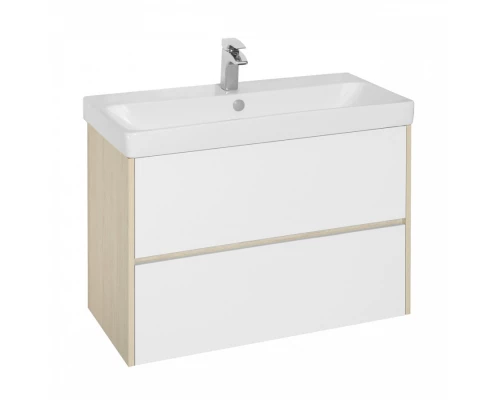 Тумба СКАНДИ 90, белая, дуб верона (под раковину АДРИАНА 90) 