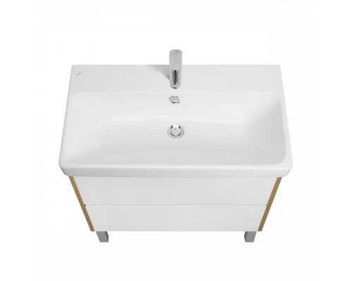 Тумба СКАНДИ 80, универс., 2ящ., белый/ дуб рустикальный (под раковину АДРИАНА 80)