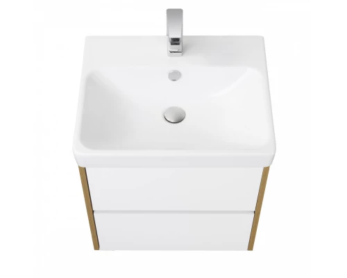 Тумба СКАНДИ 55, белая, дуб рустикальный (под раковину АДРИАНА 55)