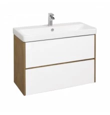 Тумба СКАНДИ 90, белая, дуб рустикальный (под раковину АДРИАНА 90) 