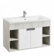 Тумба ФЛАЙ 100, белая, дуб крафт (под раковину МИРАНДА 100)