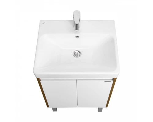 Тумба СКАНДИ DOORS 55, универс., 2 дв., белый глянец/дуб рустикальный (под раковину АДРИАНА 55)