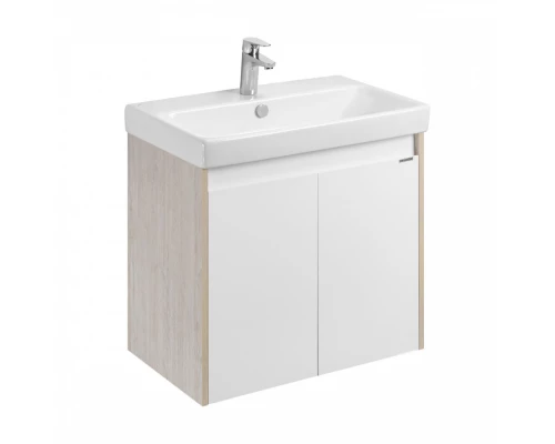 Тумба СКАНДИ DOORS 70, универс., 2 дв., белый глянец/дуб верона (под раковину АДРИАНА 70)