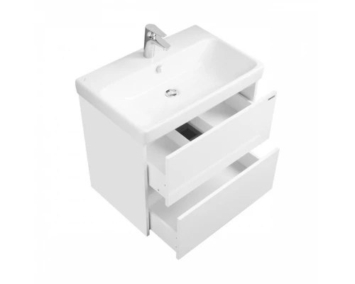 Тумба с раковиной СAQUATON СКАНДИ 70, подвесная, 2 ящ., белая матовая/белый глянец (раковина АДРИАНА 70)