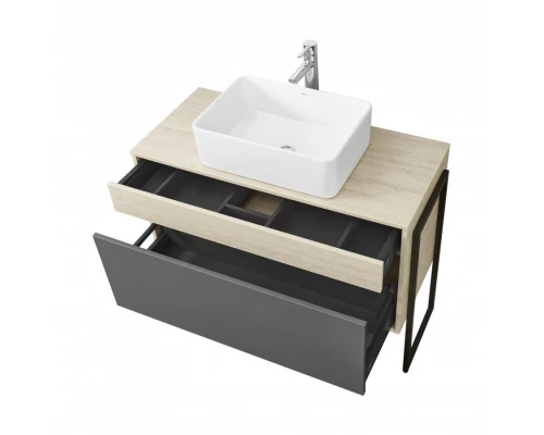 Тумба ЛОФТ УРБАН 100, серый графит, дуб орегон (под раковину MILA 40, MILA 35)