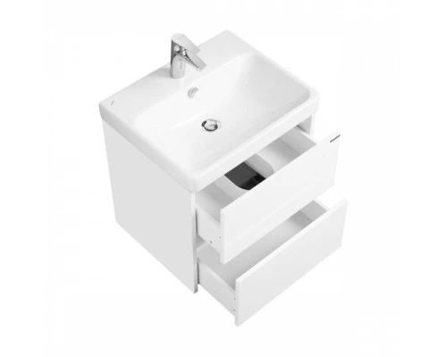Тумба СКАНДИ 55, подвесная, 2 ящ., белая матовая/белый глянец (под раковину АДРИАНА 55)