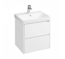 Тумба СКАНДИ 55, подвесная, 2 ящ., белая матовая/белый глянец (под раковину АДРИАНА 55)