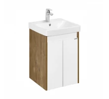 Тумба СКАНДИ DOORS 45, универс., 2 дв., белый глянец/дуб рустикальный (под раковину АДРИАНА 45)