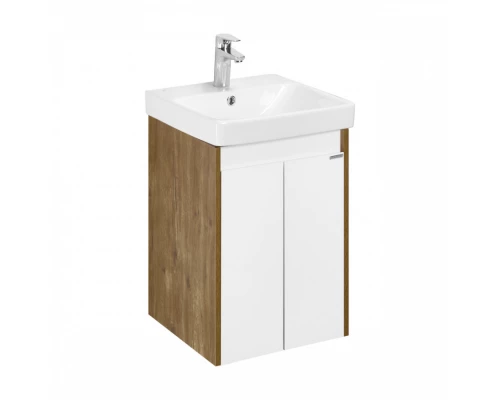 Тумба СКАНДИ DOORS 45, универс., 2 дв., белый глянец/дуб рустикальный (под раковину АДРИАНА 45)
