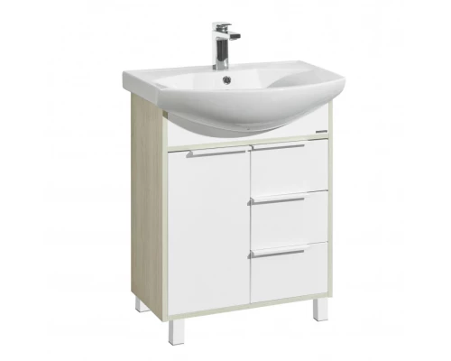 Тумба РИКО 65, белая, ясень фабрик (под раковина СМАЙЛ 65)