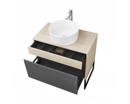 Тумба ЛОФТ УРБАН 80, серый графит, дуб орегон (под раковину MILA 35, MILA 40, ОДРИ 42)