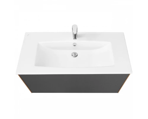 Тумба СОХО 100, дуб веллингтон, графит софт (под раковину ЭЛИНА 100)