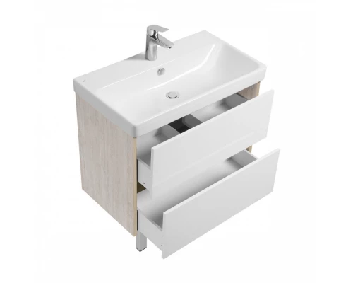 Тумба СКАНДИ 80, универс., 2ящ., белый/дуб верона (под раковину АДРИАНА 80)