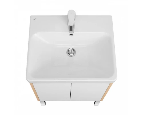 Тумба СКАНДИ DOORS 55, универс., 2 дв., белый глянец/дуб верона (под раковину АДРИАНА 55)