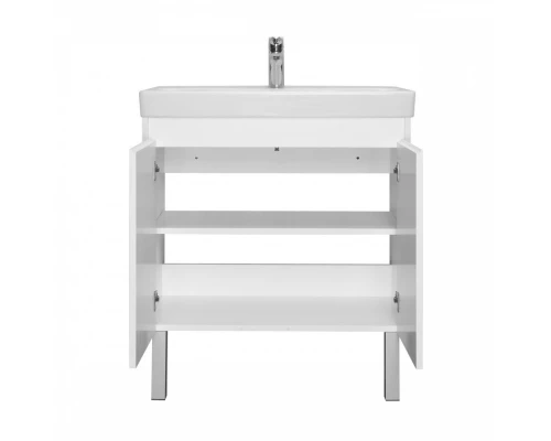 Тумба СКАНДИ DOORS 80, универс., 2 дв., белый глянец/белый матовый (под раковину АДРИАНА 80)