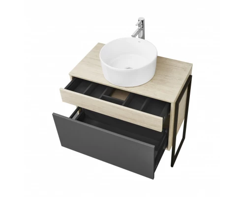 Тумба ЛОФТ УРБАН 80, серый графит, дуб орегон (под раковину MILA 35, MILA 40, ОДРИ 42)