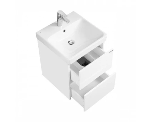 Тумба СКАНДИ 45, подвесная, 2 ящ., белая матовая/белый глянец (под раковину АДРИАНА 45)
