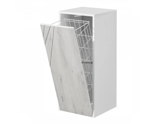 Шкаф САКУРА 35, подвесной, с корзиной, ольха наварра, белый глянец