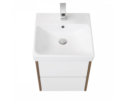 Тумба СКАНДИ 45, подвесная, белая, дуб рустикальный (под раковину АДРИАНА 45) 