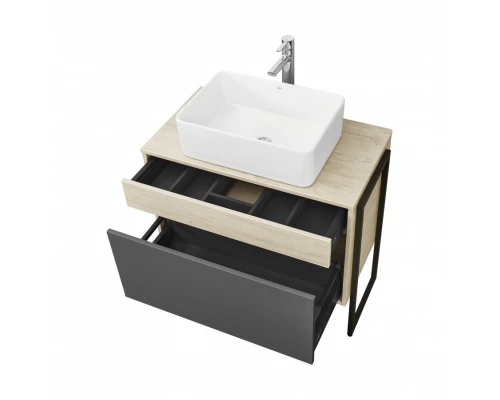 Тумба ЛОФТ УРБАН 80, серый графит, дуб орегон (под раковину MILA 35, MILA 40, ОДРИ 42)