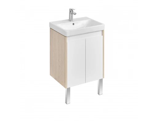 Тумба СКАНДИ DOORS 55, универс., 2 дв., белый глянец/дуб верона (под раковину АДРИАНА 55)