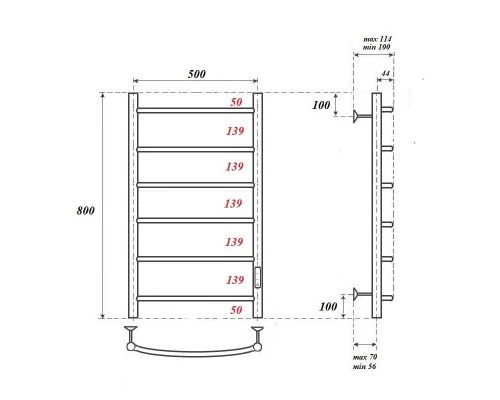 Полотенцесушитель электрический APEXTERMO Корона CR00185WM 800x500, белый матовый
