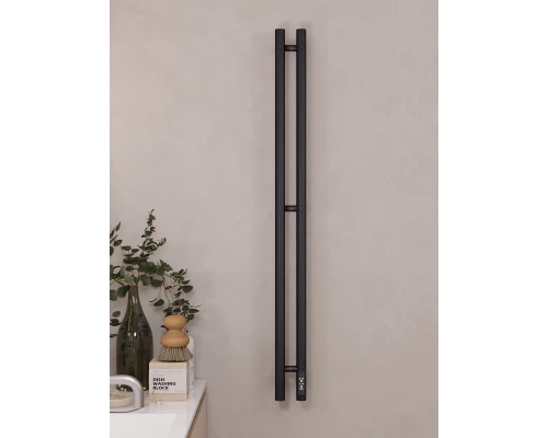 Полотенцесушитель электрический APEXTERMO Луна LN10111BM 1100x80 с крючками, черный матовый