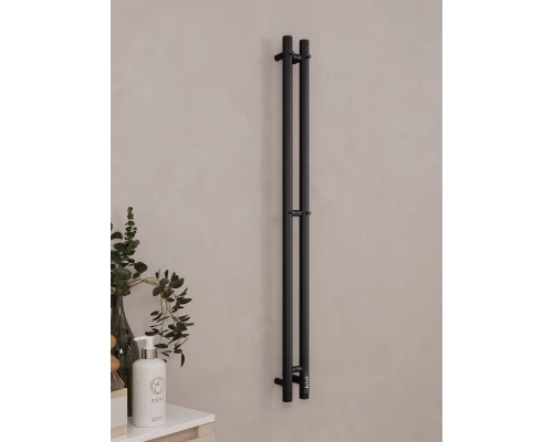 Полотенцесушитель электрический APEXTERMO Луна LN10111BM 1100x80 с крючками, черный матовый