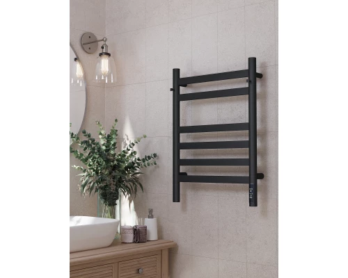 Полотенцесушитель электрический APEXTERMO Сфера SF10164BM 600x400 с крючками, черный матовый