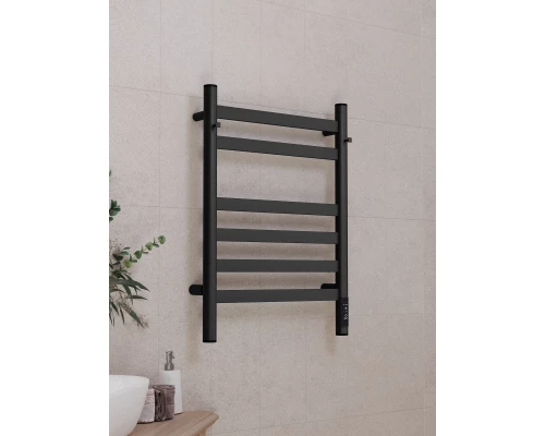 Полотенцесушитель электрический APEXTERMO Сфера SF10164BM 600x400 с крючками, черный матовый
