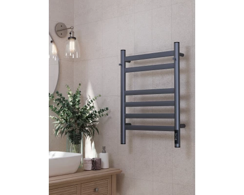 Полотенцесушитель электрический APEXTERMO Сфера SF10164GF 600x400 с крючками, графит металлик