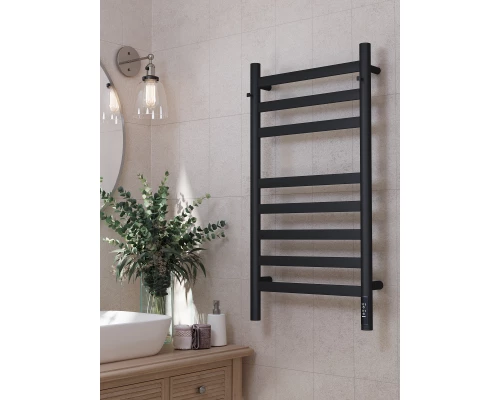 Полотенцесушитель электрический APEXTERMO Сфера SF10184BM 800x400 с крючками, черный матовый