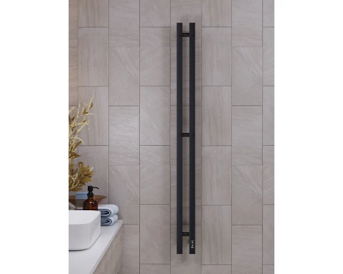 Полотенцесушитель электрический APEXTERMO Сириус SR10111BM 1100x80 с крючками, черный матовый