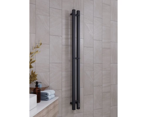 Полотенцесушитель электрический APEXTERMO Сириус SR10111BM 1100x80 с крючками, черный матовый